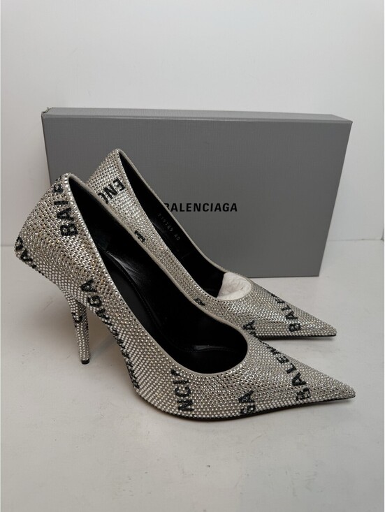 Balenciaga Shoes - Balenciaga Knife Pump H110 Heels Crystal/Black Womens Size 10/40 New